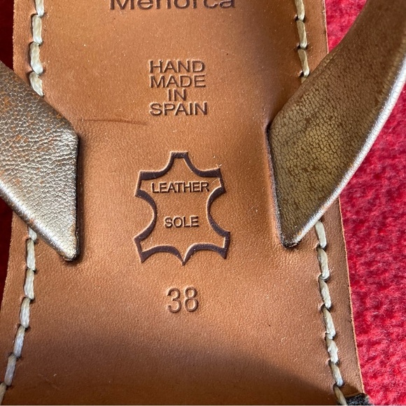 RIA Sz 38 Sequin Peacock Colourway Avarca Made ln Spain Menorca Leather Sandals - Picture 11 of 12